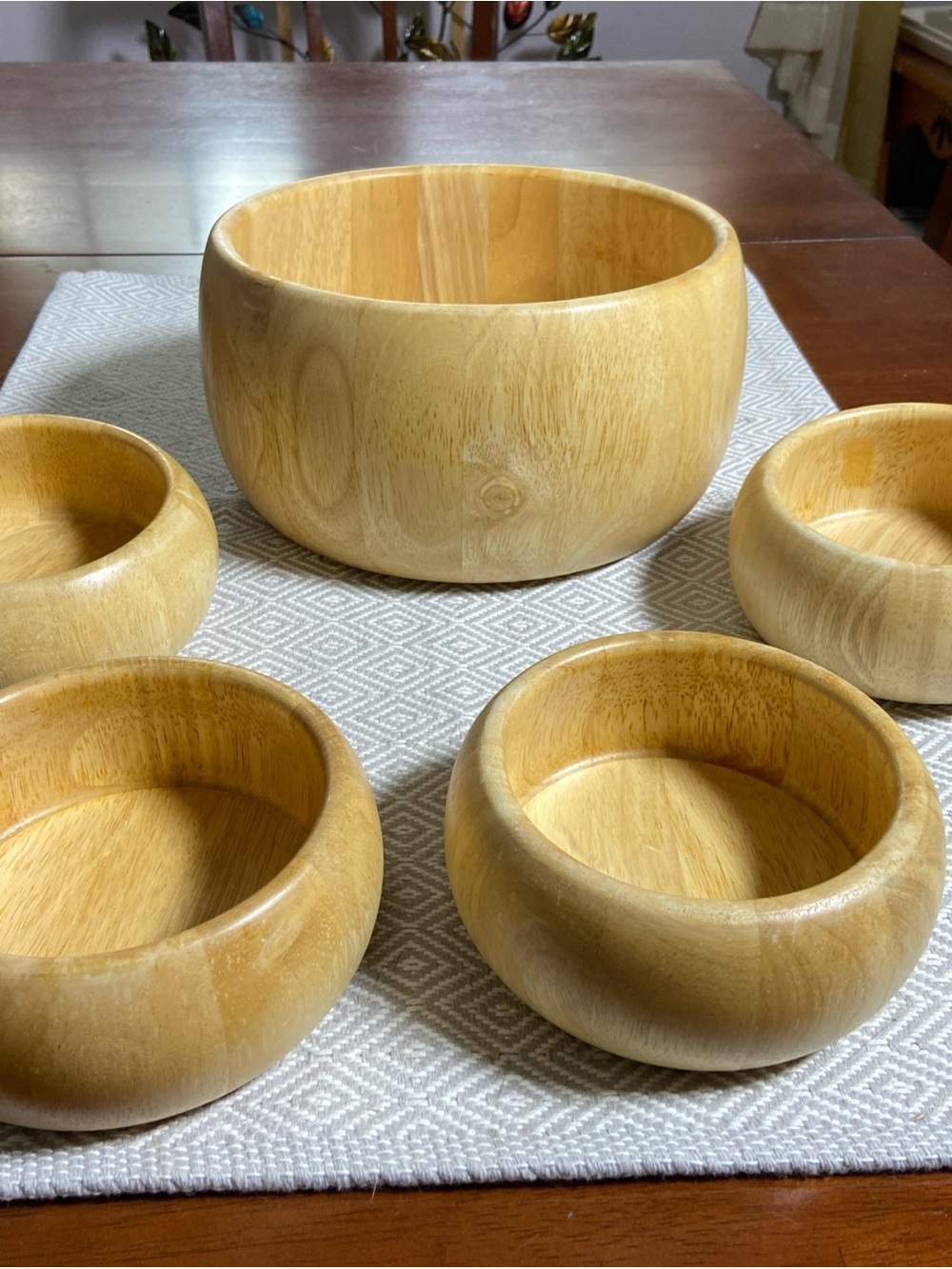 Solid Wood Serving Bowl Set 
Vintage Julie Pomerantz designs made in Thailand